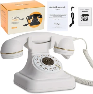 Audio Guest Book Wedding Phone, Vintage Voice Message Recorder Telephone with Premium Gift Box for Special Events, Bridal Shower, Birthday Party, Baby Shower, Anniversary, Engagement Audio Guest Book Wedding Phone, Vintage Voice Message Recorder Telephone with Premium Gift Box for Special Events, Bridal Shower, Birthday Party, Baby Shower, Anniversary, Engagement