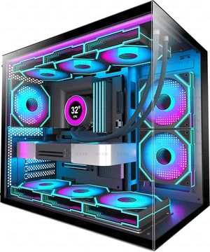 H3 ATX PC Case - Pre-Installed with 6 Infinity Mirror PWM ARGB Fans - Compact Dual Cavity Mid-Tower PC Gaming Case - with Type-C 3.2-360mm Radiator Support H3 ATX PC Case - Pre-Installed with 6 Infinity Mirror PWM ARGB Fans - Compact Dual Cavity Mid-Tower PC Gaming Case - with Type-C 3.2-360mm Radiator Support