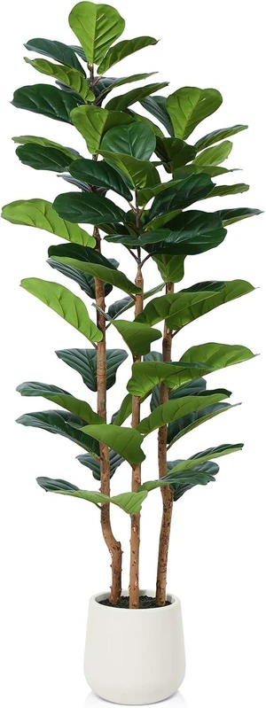 Artificial Fiddle Leaf Fig Tree with White Planter,5ft Tall Fake Tree with Natural Wood Trunk for Home Decor, Faux Ficus Tree Fake Moss for Indoor Office Living Room Artificial Fiddle Leaf Fig Tree with White Planter,5ft Tall Fake Tree with Natural Wood Trunk for Home Decor, Faux Ficus Tree Fake Moss for Indoor Office Living Room