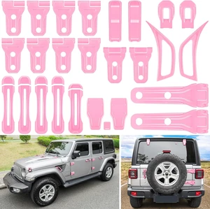 26PCS Full Set Exterior Decoration Trim Kit for Jeep Wrangler JL JLU 2018-2023 Door Hinge Handle Engine Hood Hinge Hood Latch Wheel Eyebrow Side Air Outlet Rear Tailgate Window Hinge Cover (Pink) 26PCS Full Set Exterior Decoration Trim Kit for Jeep Wrangler JL JLU 2018-2023 Door Hinge Handle Engine Hood Hinge Hood Latch Wheel Eyebrow Side Air Outlet Rear Tailgate Window Hinge Cover (Pink)