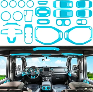 23PCS Full Set Interior Decoration Trim Kit for Jeep Wrangler JL JLU Gladiator JT 2018-2023 Steering Wheel Door Handle Air Conditioning Vent Cup Holder Reading Light Headlight Gear Cover (Light Blue) 23PCS Full Set Interior Decoration Trim Kit for Jeep Wrangler JL JLU Gladiator JT 2018-2023 Steering Wheel Door Handle Air Conditioning Vent Cup Holder Reading Light Headlight Gear Cover (Light Blue)