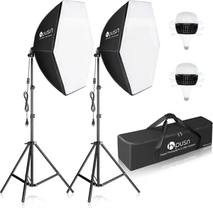 Softbox Photography Lighting Kit, 30"X30" Softbox Lighting Kit, 2pcs E27 Socket 5400K LED Bulb, Photo Studio Light for Portrait Lighting, Photography/Video Recording/Live Streaming/YouTube Softbox Photography Lighting Kit, 30"X30" Softbox Lighting Kit, 2pcs E27 Socket 5400K LED Bulb, Photo Studio Light for Portrait Lighting, Photography/Video Recording/Live Streaming/YouTube