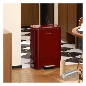 5 Gallon Bathroom Trash Can - Room Step Garbage Can with Lid, Stainless Steel Trash Bin for Kitchen Living Room Bedroom Commercial Restaurant Office (Red, 20Liter / 5.5Gallon) 5 Gallon Bathroom Trash Can - Room Step Garbage Can with Lid, Stainless Steel Trash Bin for Kitchen Living Room Bedroom Commercial Restaurant Office (Red, 20Liter / 5.5Gallon)