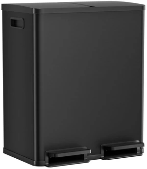 Kitchen Trash Can, 2x8-Gallon Dual Trash Can with Lid, Stainless Steel Garbage Bin with 2 Removable Inner Buckets, Soft-Close Foot Pedal for Kitchen, Home, Office, Matte Black Kitchen Trash Can, 2x8-Gallon Dual Trash Can with Lid, Stainless Steel Garbage Bin with 2 Removable Inner Buckets, Soft-Close Foot Pedal for Kitchen, Home, Office, Matte Black