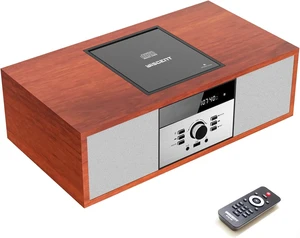 Nostalgic Bluetooth Stereo System for Home, Vintage Micro HiFi Systems CD Player,with Bluetooth Audio Streaming,FM Radio,USB Port,Aux-in,Earphone Port (Brown) Nostalgic Bluetooth Stereo System for Home, Vintage Micro HiFi Systems CD Player,with Bluetooth Audio Streaming,FM Radio,USB Port,Aux-in,Earphone Port (Brown)