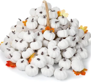 120 Pcs 3.15" Fall Artificial Pumpkins, Foam Pumpkin Decor, White 120 Pcs 3.15" Fall Artificial Pumpkins, Foam Pumpkin Decor, White