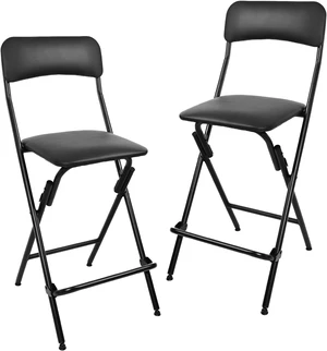 HOME Folding Bar Stool with Backrest,25 Inch Leather Padded Counter Height Foldable Stool,Tall Folding Stool Chair for Gardening Kitchen Shop Cafe, Black (2 Pack) HOME Folding Bar Stool with Backrest,25 Inch Leather Padded Counter Height Foldable Stool,Tall Folding Stool Chair for Gardening Kitchen Shop Cafe, Black (2 Pack)