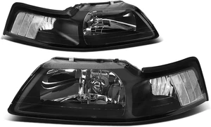 HL-OH-FM99-BK-CL1 Black Housing Headlights Replacement Compatible with 99-04 Ford Mustang HL-OH-FM99-BK-CL1 Black Housing Headlights Replacement Compatible with 99-04 Ford Mustang