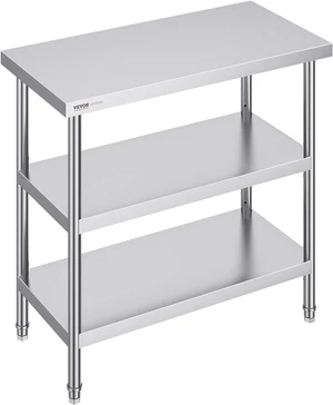 Stainless Steel Food Prep Table, 18 x 36 x 34 Inch Commercial Kitchen Worktable, with 2 Adjustable Undershelf, Heavy Duty Prep Metal Work Table for BBQ, Kitchen, Home, and Garage Stainless Steel Food Prep Table, 18 x 36 x 34 Inch Commercial Kitchen Worktable, with 2 Adjustable Undershelf, Heavy Duty Prep Metal Work Table for BBQ, Kitchen, Home, and Garage
