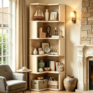 Corner Bookshelf, 6-Tier L Shaped Corner Book Shelf with Baffle Corner Bookshelf, 6-Tier L Shaped Corner Book Shelf with Baffle