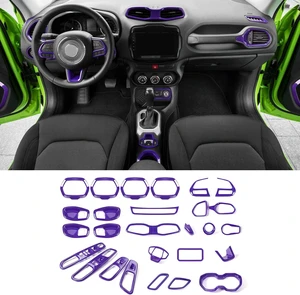 31 PCS Full Set Interior Decoration Trim Kit Steering Button Cover Door Handle Cover Air Outlet Cover Cup Holder Gear Cover Trim Door Speaker Cover for Jeep Renegade 2016-2018,Purple 31 PCS Full Set Interior Decoration Trim Kit Steering Button Cover Door Handle Cover Air Outlet Cover Cup Holder Gear Cover Trim Door Speaker Cover for Jeep Renegade 2016-2018,Purple