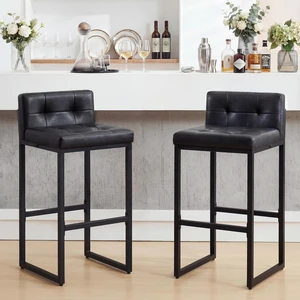 Bar Stools Set of 2, Counter Height Bar Stools Sets with Back, Faux Leather Barstools with Metal Legs and Footrest, Upholstered Bar Chairs for Dining Kitchen Island, Home Counter Bar Bar Stools Set of 2, Counter Height Bar Stools Sets with Back, Faux Leather Barstools with Metal Legs and Footrest, Upholstered Bar Chairs for Dining Kitchen Island, Home Counter Bar