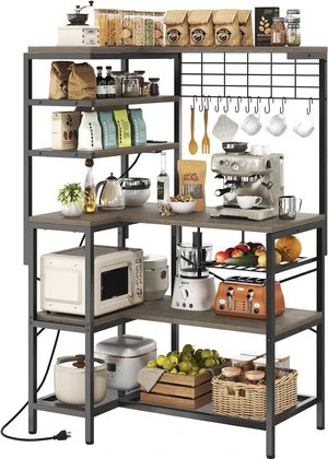 L-Shaped Bakers Rack with Power Outlets L-Shaped Bakers Rack with Power Outlets