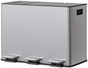 3-in-1 Stainless Steel Recycling Trash Can, 3 x 4 Gallon (12 Gal Total) Triple Compartment Kitchen Garbage Bin with Soft-Close Step Lid, Hands-Free Waste Sorting for Home, Silver 3-in-1 Stainless Steel Recycling Trash Can, 3 x 4 Gallon (12 Gal Total) Triple Compartment Kitchen Garbage Bin with Soft-Close Step Lid, Hands-Free Waste Sorting for Home, Silver