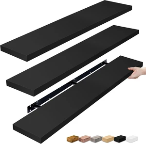 Floating Shelves for Wall Storage (55 Inch, 3 Pack, Black) Floating Shelves for Wall Storage (55 Inch, 3 Pack, Black)