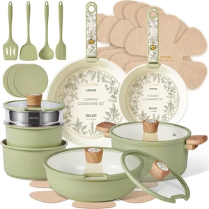 25pcs Ceramic Cookware Sets, Detachable Handle Pots and Pans Set 25pcs Ceramic Cookware Sets, Detachable Handle Pots and Pans Set