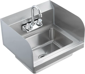 Commercial Hand Sink 17x12.8 inch Stainless Steel Sink with Faucet & Side Splash, Wall-Mount Small Hand Basin for Restaurant, Kitchen, Bar, Garage, Home Commercial Hand Sink 17x12.8 inch Stainless Steel Sink with Faucet & Side Splash, Wall-Mount Small Hand Basin for Restaurant, Kitchen, Bar, Garage, Home