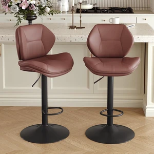 Swivel Bar Stools Set of 2, Double-Layer Filled Upholstered Bar Stools with Back, Adjustable Height Barstools, Faux Leather for Kitchen Island (Rust) Swivel Bar Stools Set of 2, Double-Layer Filled Upholstered Bar Stools with Back, Adjustable Height Barstools, Faux Leather for Kitchen Island (Rust)