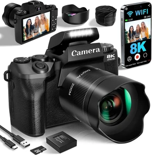 Cameras for Photography, 64MP Dual Lens Vlogging Camera & 32GB Card (Black) Cameras for Photography, 64MP Dual Lens Vlogging Camera & 32GB Card (Black)