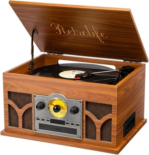 ® 10-in-1 Record Player with Speakers and Bluetooth-Mahogany ® 10-in-1 Record Player with Speakers and Bluetooth-Mahogany