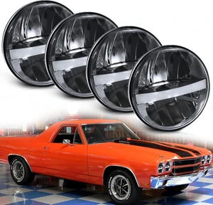 5 3/4'' 5.75 Inch LED Headlight Round 4pcs Reflector Hi/Lo Beam With DRL Sealed Beam H5001 H5006 Compatible With Peterbilt 349 359, Chevy Impala 59-76, Dodge 5 3/4'' 5.75 Inch LED Headlight Round 4pcs Reflector Hi/Lo Beam With DRL Sealed Beam H5001 H5006 Compatible With Peterbilt 349 359, Chevy Impala 59-76, Dodge