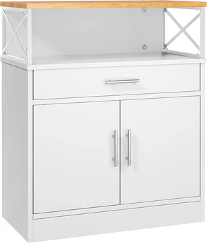 Kitchen Buffet Cabinet with Adjustable Shelf, Modern Kitchen Storage Cabinet,Farmhouse Coffee Bar CabinetWhite Kitchen Buffet Cabinet with Adjustable Shelf, Modern Kitchen Storage Cabinet,Farmhouse Coffee Bar CabinetWhite