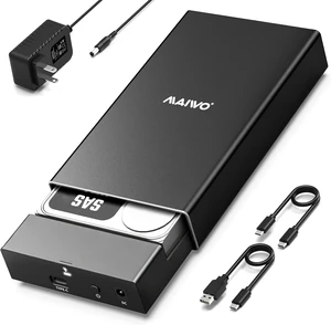 SAS Enclosure, USB3.1 SFF-8482 SAS Hard Drive Enclosure with 12V/3A Power Adapter Support 2.5/3.5 inch SSD HDD, 24TB Storage Expansion, Plug and Play SAS Enclosure, USB3.1 SFF-8482 SAS Hard Drive Enclosure with 12V/3A Power Adapter Support 2.5/3.5 inch SSD HDD, 24TB Storage Expansion, Plug and Play
