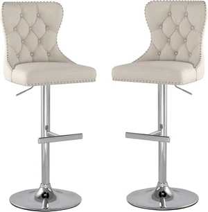 Swivel Bar Stools Set of 2, Velvet Height Adjustable Counter Chairs,Beige Swivel Bar Stools Set of 2, Velvet Height Adjustable Counter Chairs,Beige