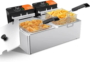 Commercial Deep Fryer, 3400W Electric Countertop Fryer with Baskets Commercial Deep Fryer, 3400W Electric Countertop Fryer with Baskets