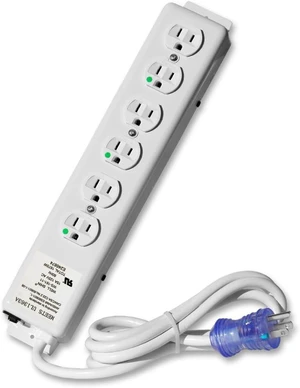 6 Outlet Hospital Grade Power Strip - 15ft Cord - Medical Use UL 1363A Compliant-Tamper Resistant Outlets 6 Outlet Hospital Grade Power Strip - 15ft Cord - Medical Use UL 1363A Compliant-Tamper Resistant Outlets