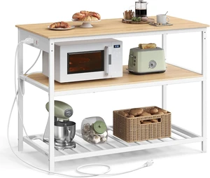 Kitchen Island with 3 Shelves, Storage Cabinet, Steel Structure Kitchen Island with 3 Shelves, Storage Cabinet, Steel Structure