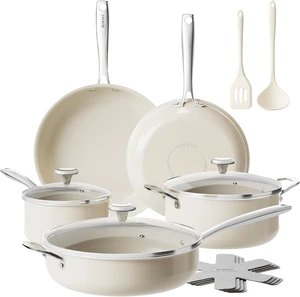14 Pcs Ceramic Nonstick Cookware Set, Pots and Pans Set, Non Toxic 14 Pcs Ceramic Nonstick Cookware Set, Pots and Pans Set, Non Toxic