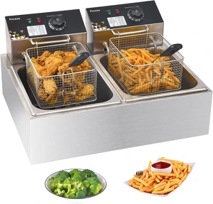 Electric Deep Fryer 17.2L/18.2QT Stainless Steel Dual Tank Commercial Fryer with Basket, 3400W 110V Countertop Deep Fryer for Home Kitchen and Restaurant Use with Oil Thermometer & Temperature Control Electric Deep Fryer 17.2L/18.2QT Stainless Steel Dual Tank Commercial Fryer with Basket, 3400W 110V Countertop Deep Fryer for Home Kitchen and Restaurant Use with Oil Thermometer & Temperature Control