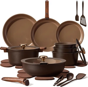 25pcs Ceramic Cookware Set, Pots and Pans Set with Detachable Handle 25pcs Ceramic Cookware Set, Pots and Pans Set with Detachable Handle