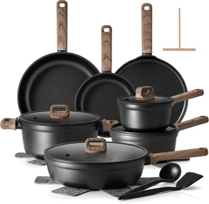 20Pcs Nonstick Pots and Pans Set, Black Titanium Cookware Set 20Pcs Nonstick Pots and Pans Set, Black Titanium Cookware Set