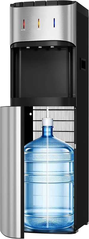 Bottom Loading Water Cooler Dispenser, Metallic Silver Bottom Loading Water Cooler Dispenser, Metallic Silver