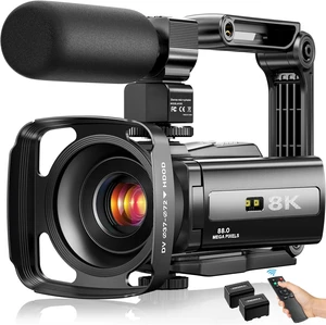 8K Video Camera 88MP UHD WiFi Vlogging Cameras for YouTube 18X Digital Zoom IR Night Vision 3.0'' Touch Screen Camcorder with Microphone, Lens Hood, Stabilizer, Remote, Two Batteries 8K Video Camera 88MP UHD WiFi Vlogging Cameras for YouTube 18X Digital Zoom IR Night Vision 3.0'' Touch Screen Camcorder with Microphone, Lens Hood, Stabilizer, Remote, Two Batteries