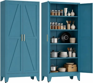 71" H Metal Kitchen Storage Cabinet, Farmhouse Food Pantry Cabinet 71" H Metal Kitchen Storage Cabinet, Farmhouse Food Pantry Cabinet