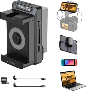 SeeMo 4K HDMI Adapter Video Transmission System, 4K30/1080p60 iOS/HDMI Transmitter Phone Monitor SD Card Reader for Livestreaming/Real-Time Monitoring/Recording/Sharing for iOS 12 or Later SeeMo 4K HDMI Adapter Video Transmission System, 4K30/1080p60 iOS/HDMI Transmitter Phone Monitor SD Card Reader for Livestreaming/Real-Time Monitoring/Recording/Sharing for iOS 12 or Later