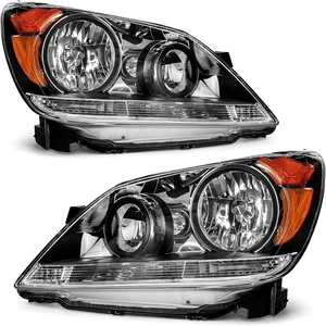Headlight Assembly for Honda Odyssey 2005 2006 2007 Black Housing Amber Reflector Headlamp Replacement PairW/O Bulbs Headlight Assembly for Honda Odyssey 2005 2006 2007 Black Housing Amber Reflector Headlamp Replacement PairW/O Bulbs