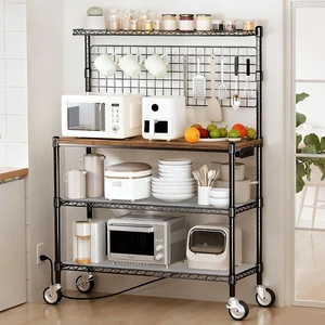 Bakers Rack with Power Outlet & Storage,36In Microwave Stand Kitchen Cart Bakers Rack with Power Outlet & Storage,36In Microwave Stand Kitchen Cart