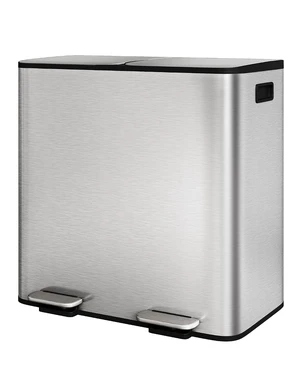 2 x 10.6 gal Stainless Steel Double Trash Can with Lid for Kitchen, Large Dual Trash and Recycle Bin Combo, Step-on Kitchen Metal Garbage Cans, PP Inner Buckets, Liner Rim, Silver 2 x 10.6 gal Stainless Steel Double Trash Can with Lid for Kitchen, Large Dual Trash and Recycle Bin Combo, Step-on Kitchen Metal Garbage Cans, PP Inner Buckets, Liner Rim, Silver