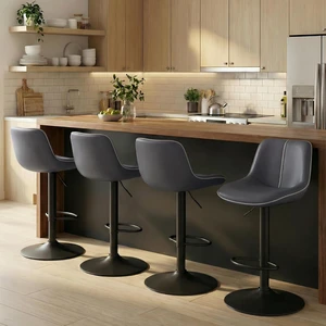 Bar Stools Set of 4, Swivel, Adjustable Height, Spliced Design Bar Stools Set of 4, Swivel, Adjustable Height, Spliced Design