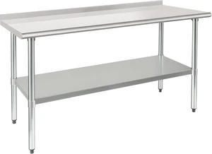 HARDURA Stainless Steel Prep & Work Table 24 x 60 Inches Backsplash HARDURA Stainless Steel Prep & Work Table 24 x 60 Inches Backsplash
