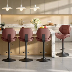 Swivel Bar Stools Set of 4, Double-Layer Filled Upholstered Bar Stools with Back, Adjustable Height Barstools, Faux Leather for Kitchen Island (Rust) Swivel Bar Stools Set of 4, Double-Layer Filled Upholstered Bar Stools with Back, Adjustable Height Barstools, Faux Leather for Kitchen Island (Rust)
