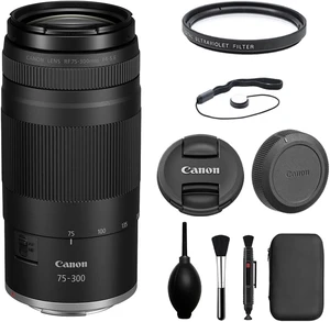 RF75-300mm F4-5.6 Zoom Lens with UV Filter + Lens Cap Keeper + Cleaning Kit (4 Items) RF75-300mm F4-5.6 Zoom Lens with UV Filter + Lens Cap Keeper + Cleaning Kit (4 Items)
