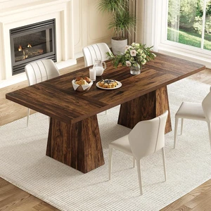 Dining Table for 4-6 People, Wooden Table, Rectangle Furniture with Heavy Duty Legs, Modern Kitchen Table for Home, Dining Room, Brown Dining Table for 4-6 People, Wooden Table, Rectangle Furniture with Heavy Duty Legs, Modern Kitchen Table for Home, Dining Room, Brown