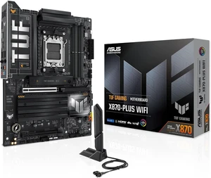 TUF Gaming X870-PLUS WiFi AM5 X870 ATX Motherboard, 16+2+1, 80A SPS Power Stages, DDR5, PCIe 5.0 Ready, Four M.2 Slots, Wi-Fi 7, 2.5Gb LAN, HDMI, USB4® 40Gbps, SATA 6 Gbps, USB 20Gbps Type-C TUF Gaming X870-PLUS WiFi AM5 X870 ATX Motherboard, 16+2+1, 80A SPS Power Stages, DDR5, PCIe 5.0 Ready, Four M.2 Slots, Wi-Fi 7, 2.5Gb LAN, HDMI, USB4® 40Gbps, SATA 6 Gbps, USB 20Gbps Type-C