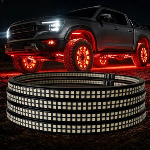4Pcs 17" Double Side Double Row RGB+White Wheel Lights for Truck Car,5184 LEDs Wheel Weel Ring Tire Rim Lighting kit,APP RF Remote Control,Music Timing DIY Modes,Brake Courtesy Function 4Pcs 17" Double Side Double Row RGB+White Wheel Lights for Truck Car,5184 LEDs Wheel Weel Ring Tire Rim Lighting kit,APP RF Remote Control,Music Timing DIY Modes,Brake Courtesy Function