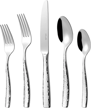 45-Piece Hammered 18/10 Forged Silverware Set and serving utensils 45-Piece Hammered 18/10 Forged Silverware Set and serving utensils